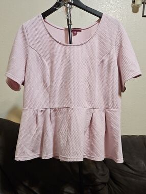 Jessica London Pale Pink Textured Peplum Top